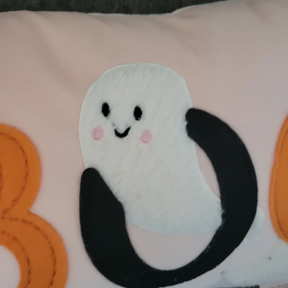 Halloween Hey Boo Pink Ghost Pillow